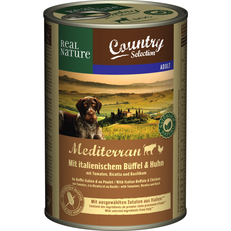 REAL NATURE Country Selection Adult 6x400g Mediterran mit  Büffel & Huhn