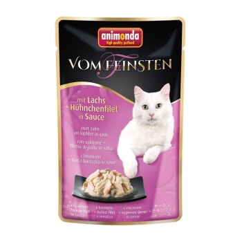Vom Feinsten 18x50g mit Lachs + Hühnchenfilet in Sauce
