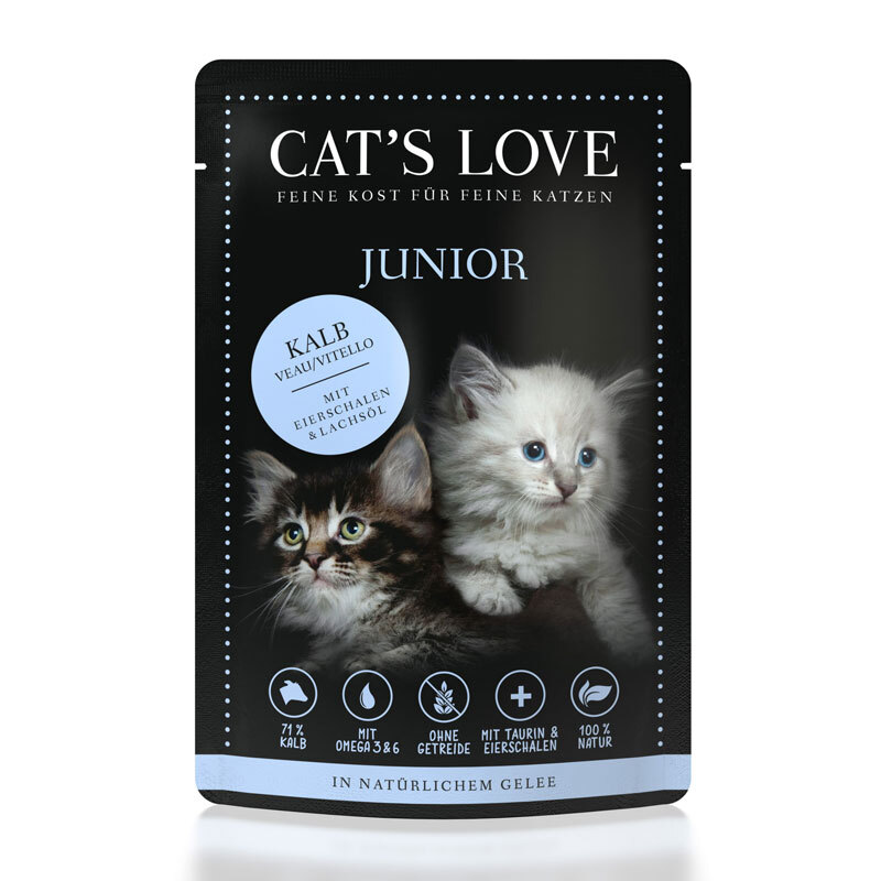 Cat's Love Junior 12x85g Junior Kalb mit Eierschalen & Lachsöl