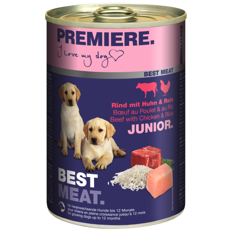 PREMIERE Best Meat Junior 6x400g Rind mit Huhn & Reis