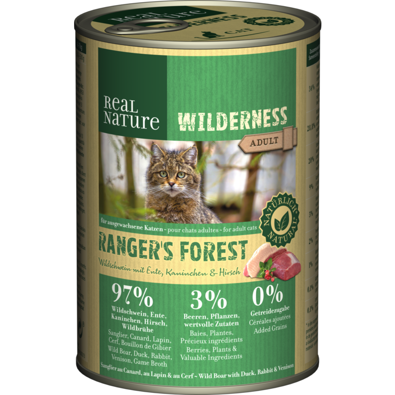 REAL NATURE WILDERNESS Adult 6x400g Ranger´s Forest Wildschwein mit Ente, Kaninchen & Hirsch