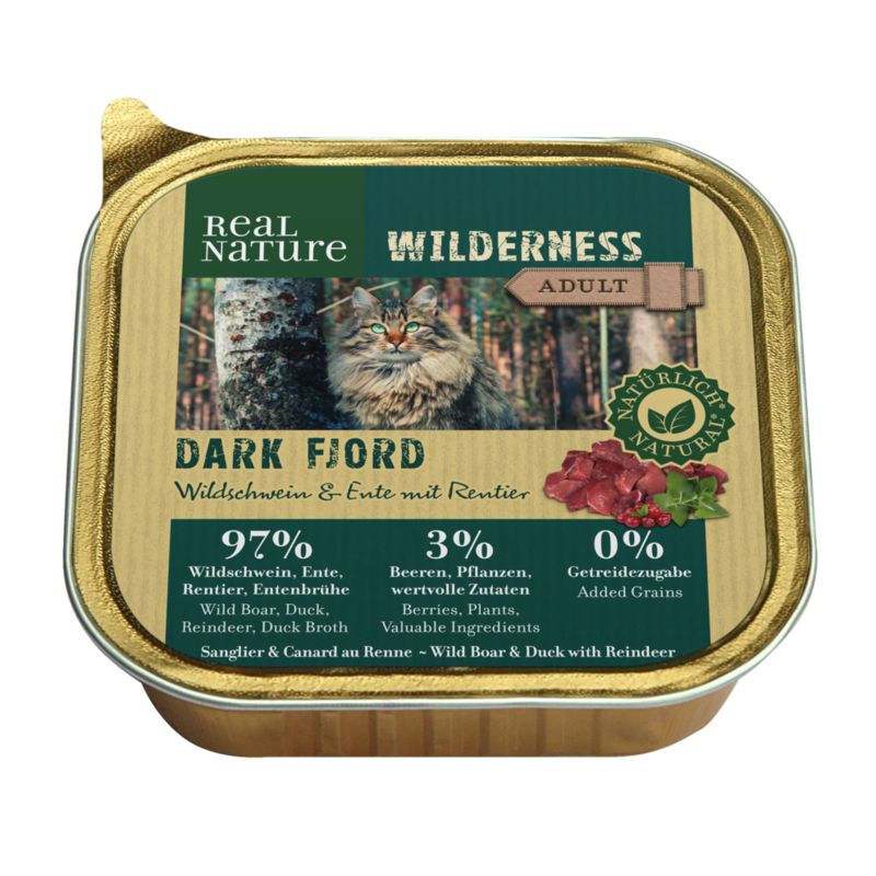 REAL NATURE WILDERNESS Adult 16x100g Dark Fjord Wildschwein & Ente mit Rentier