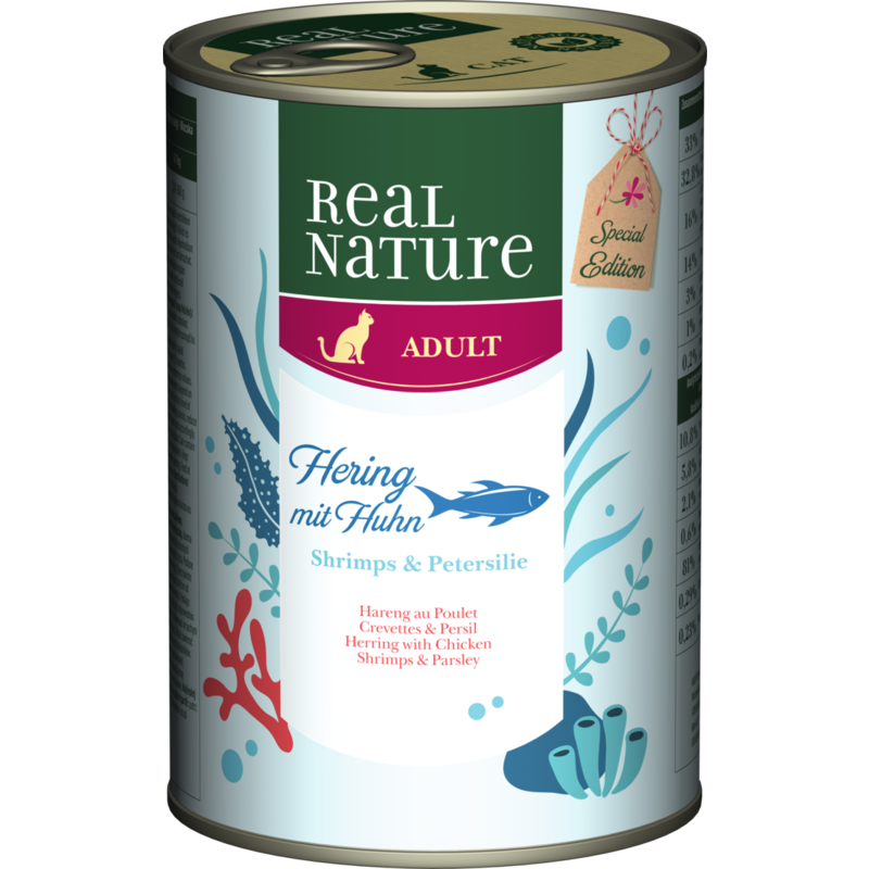 REAL NATURE Adult 6x400g Special Edition - Hering mit Huhn, Shrimps & Petersilie