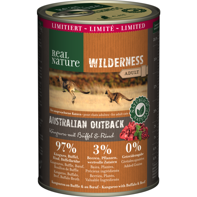 REAL NATURE WILDERNESS Adult 6x400g Limited Edition - Australian Outback Känguru mit Büffel & Rind