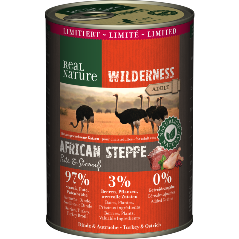 REAL NATURE WILDERNESS Adult 6x400g Limited Edition - African Steppe Pute & Strauß