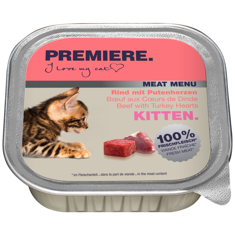 Meat Menu Kitten 16x100g Rind mit Putenherzen
