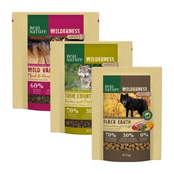 Pack de dégustation WILDERNESS Adulte 3x1kg Pack 1 : Poulet, boeuf, cheval