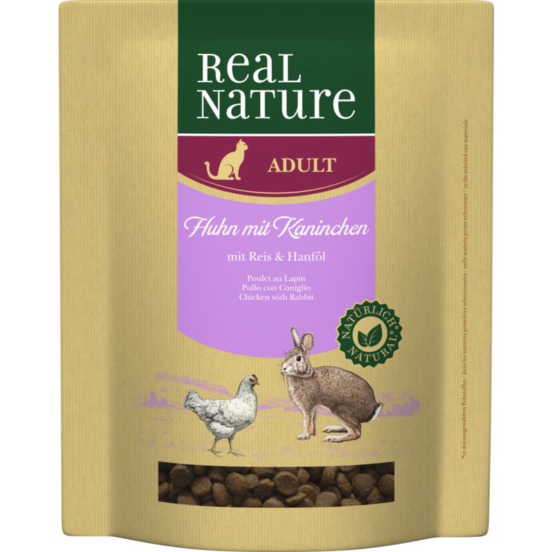 REAL NATURE Adult Huhn & Kaninchen mit Reis und Hanföl 400g