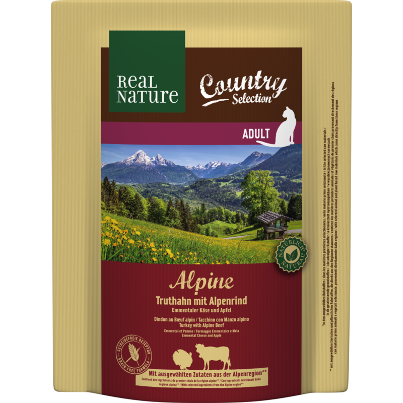 REAL NATURE Country Alpine mit Truthahn & Alpenrind; mit Emmentaler-Käse und Apfel 300g