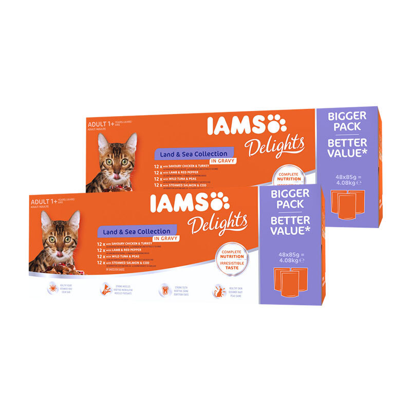 Iams Delights Adult 48x85g Land&Sea Collection in Sauce 96x85g
