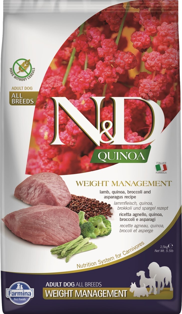 Dog QUINOA Adult Weight Management Lamm, Quinoa, Broccoli und Spargel 2,5kg