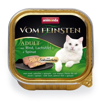 Vom Feinsten Adult mit Schlemmerkern 32x100g Rind, Lachsfilet & Spinat