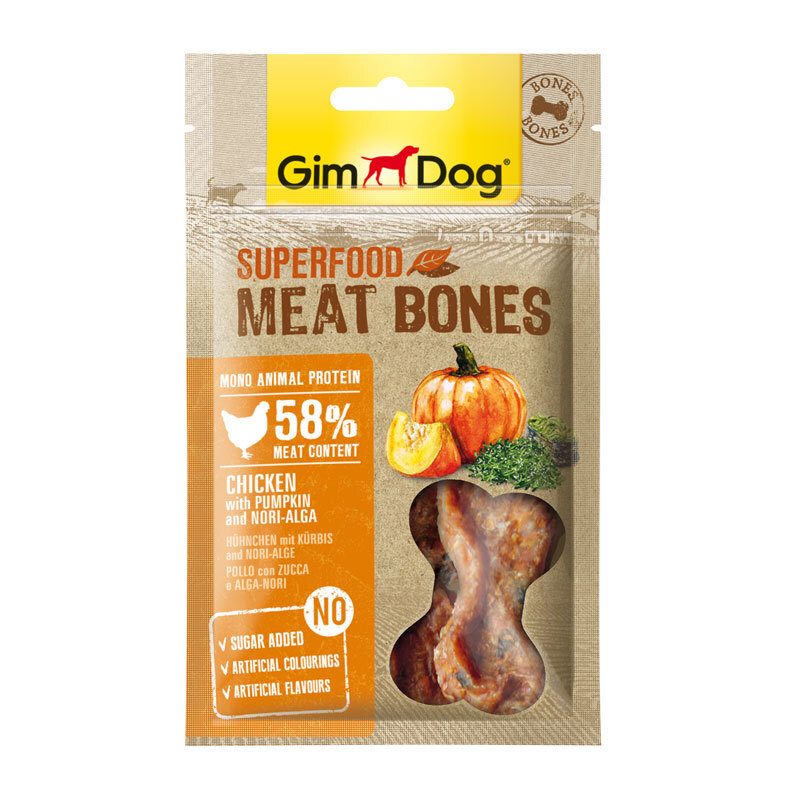 GimDog Superfood Meat Bones 8x70g Huhn mit Kürbis und Nori-Alge