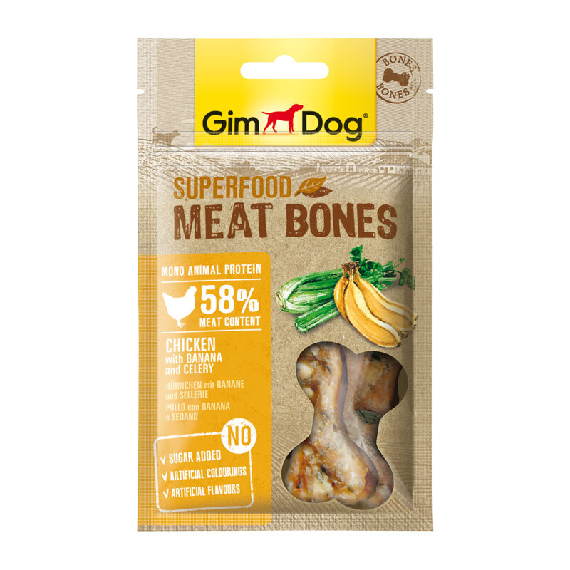 GimDog Superfood Meat Bones 8x70g Huhn mit Banane und Sellerie