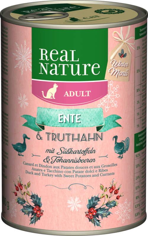 REAL NATURE Adult 6x400g Limited Edition: Ente & Truthahn mit Süßkartoffeln & Johannisbeeren