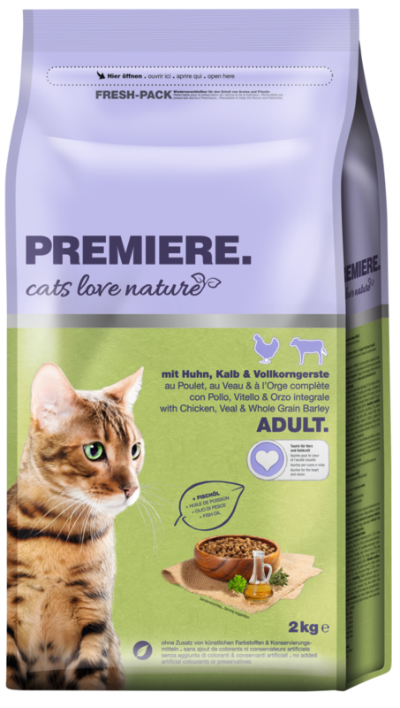 PREMIERE cats love nature Adult Huhn, Kalb & Vollkorngerste 2kg