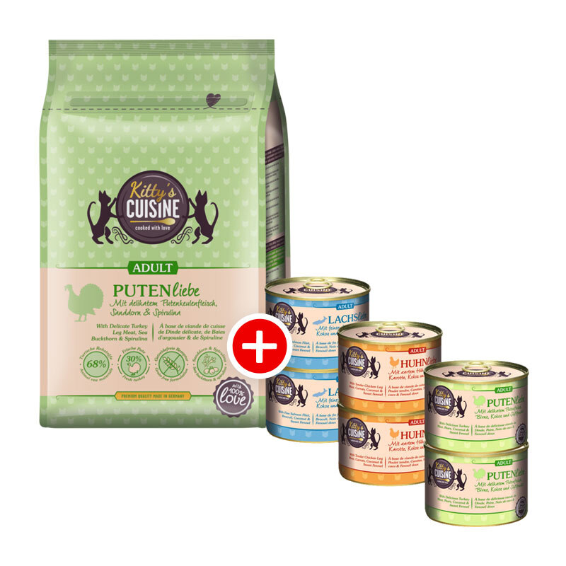 Kitty's Cuisine Adult Putenliebe Mischfütterungs-Set KITTY´S Adult Putenliebe 2kg + KITTY´S Adult Multipack 6x200g