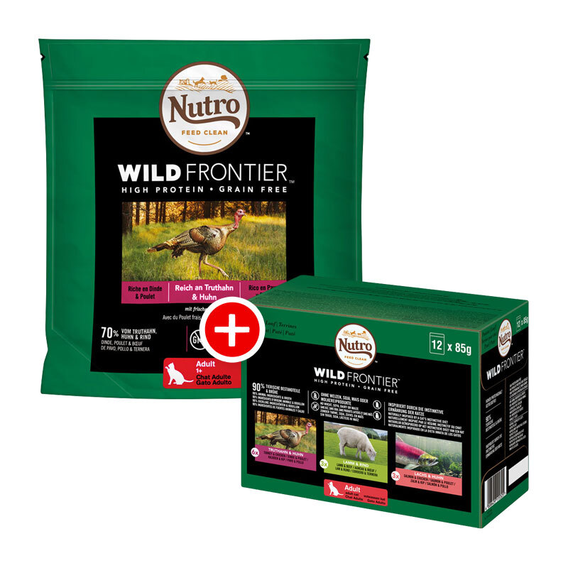 NUTRO Wild Frontier Adult Mischfütterungs-Set NUTRO Wild Frontier Adult Truthahn & Huhn 1,5kg + NUTRO Wild Frontier Adult 12x85g