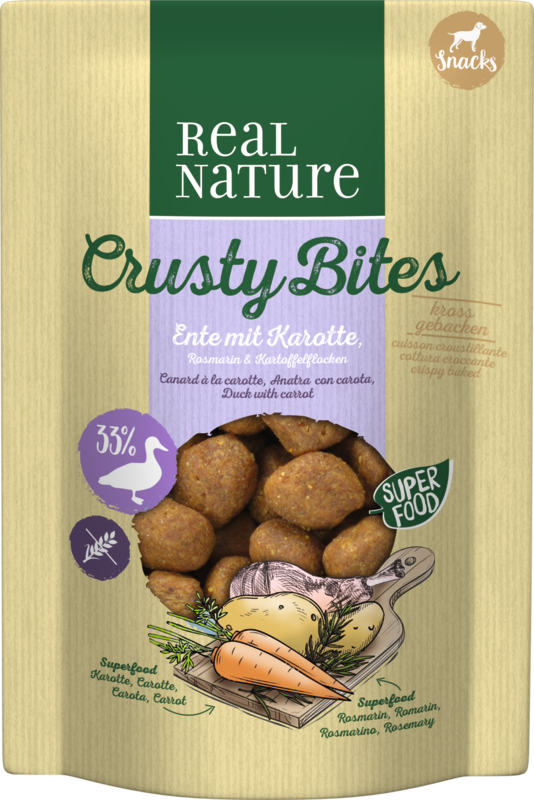 REAL NATURE Crusty Bites 2x150g Ente mit Karotte, Rosmarin & Kartoffelflocken