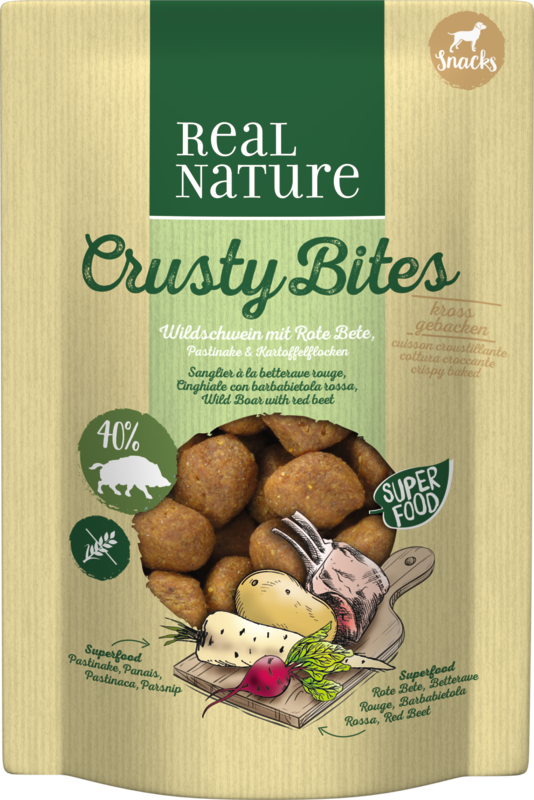REAL NATURE Crusty Bites 2x150g Wildschwein mit Rote Bete, Pastinake & Kartoffelflocken