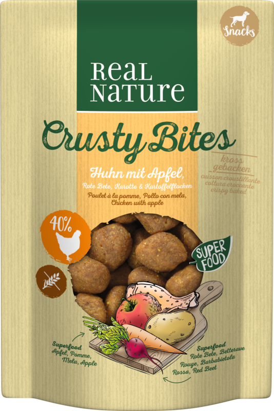 REAL NATURE Crusty Bites 2x150g Huhn mit Apfel, Rote Bete, Karotten & Kartoffelflocken