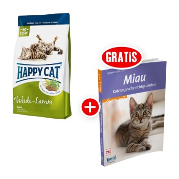 Happy Cat Supreme Adult Weide-Lamm 4kg + gratis Katzenbuch