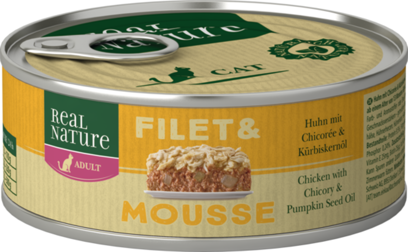 Filet & Mousse Adult 6x85g Huhn mit Chicorée & Kürbiskernöl