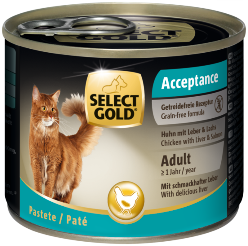 SELECT GOLD Adult Acceptance 6x200g Huhn mit Leber & Lachs