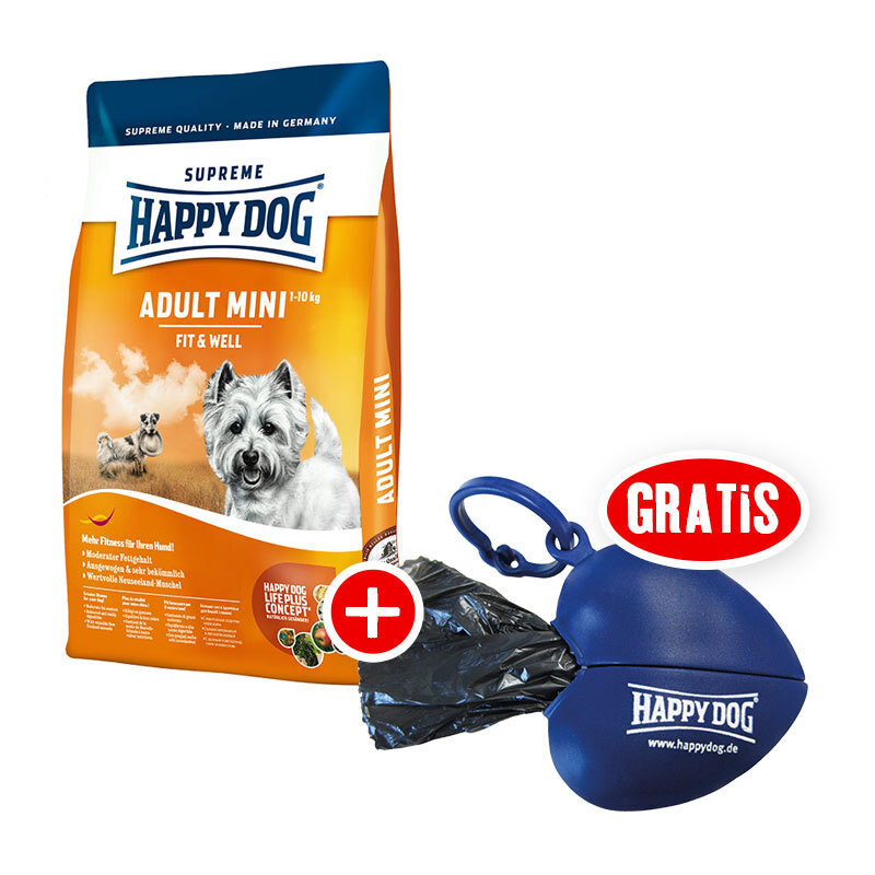 Happy Dog Supreme Fit & Well Adult Mini 1kg + gratis Kotbeutelspender