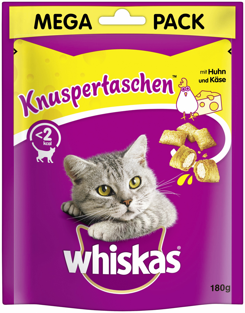 Whiskas Knuspertaschen Mega Pack Huhn & Käse 180g