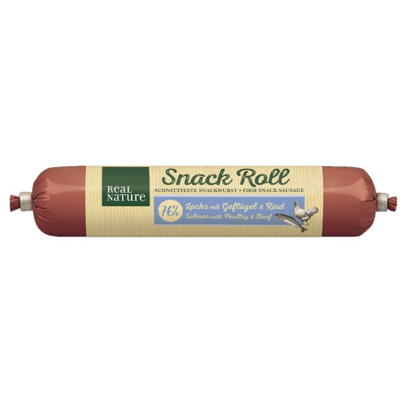 REAL NATURE Classic Snack Roll 12x80g Lachs mit Geflügel & Rind