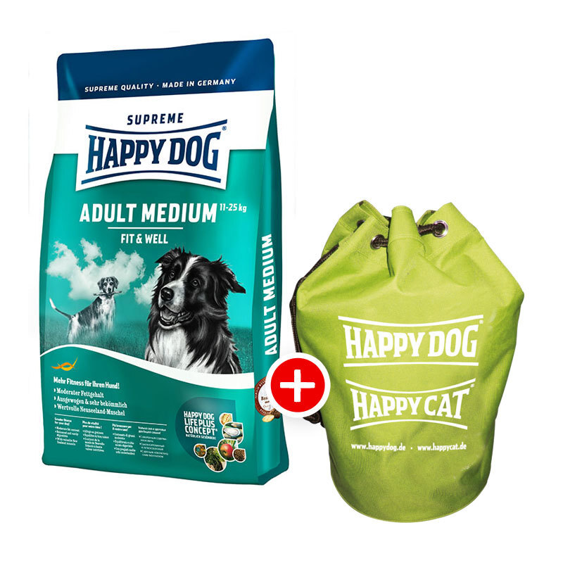 Happy Dog Supreme Fit & Well Adult Medium 12,5kg + Seesack gratis