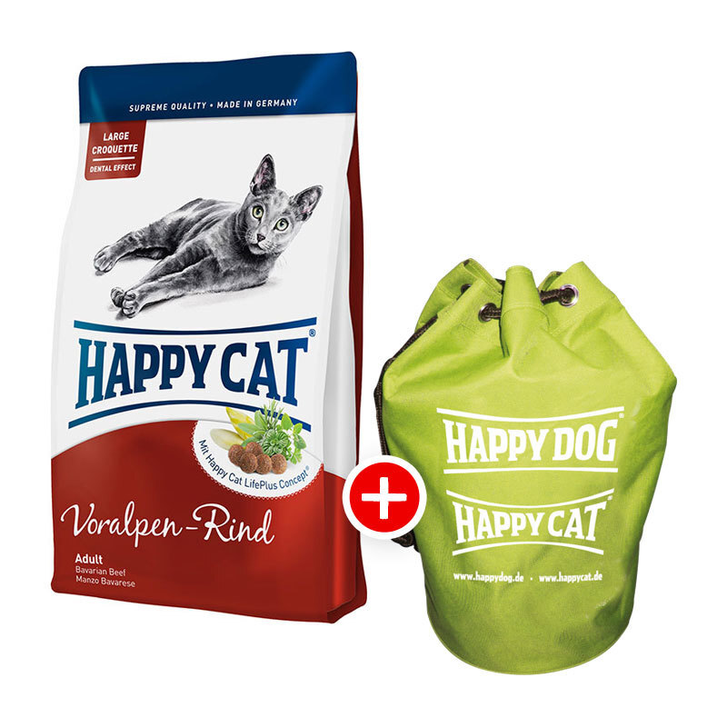 Happy Cat Supreme Voralpen-Rind 10kg + Seesack gratis