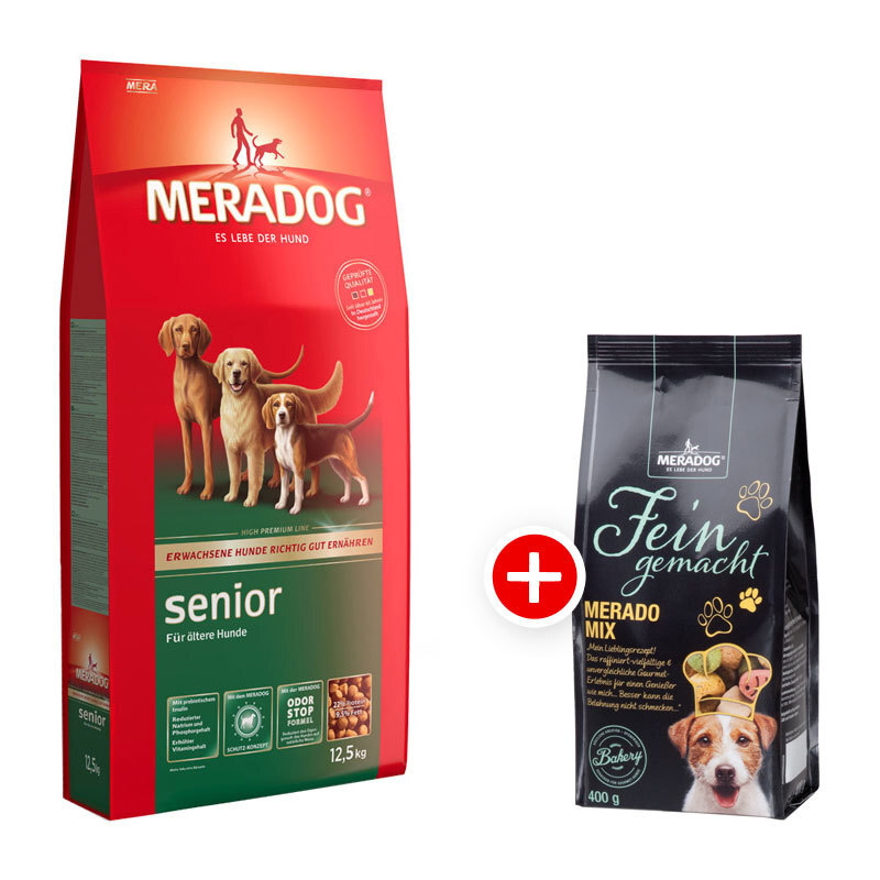 Dog Senior 12,5kg + Meradog Fein Gemacht Merado Mix 400g gratis